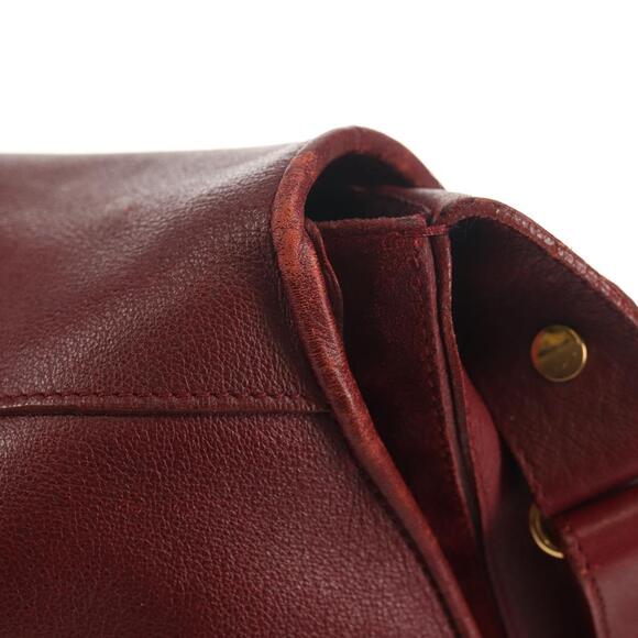 CARTIER Must Line Shoulder Bag Leather Bordeaux Gold Auth ki6152